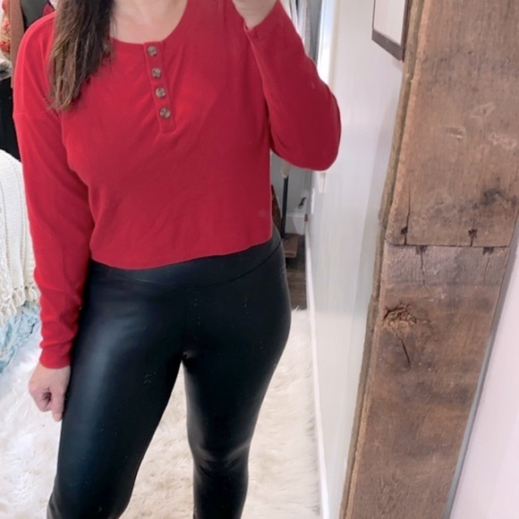 Forever 21 red ribbed long sleeve top size small - Picture 1 of 4